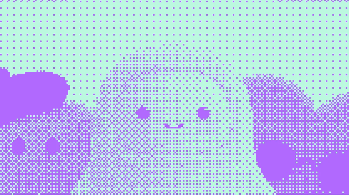 World brand graphic in violet and green