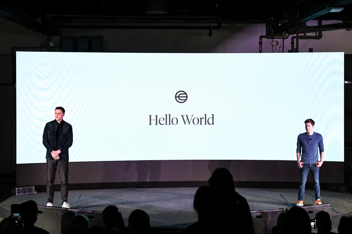 World launch event stage: 'Hello World'
