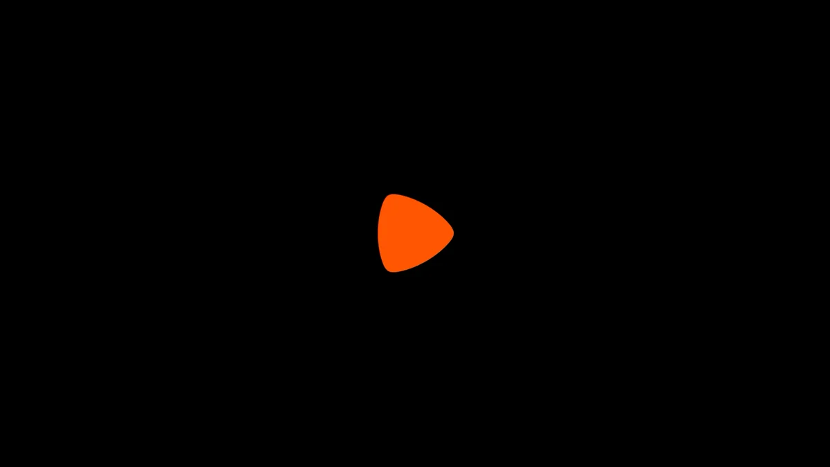 Zalando play-arrow mark in orange on black