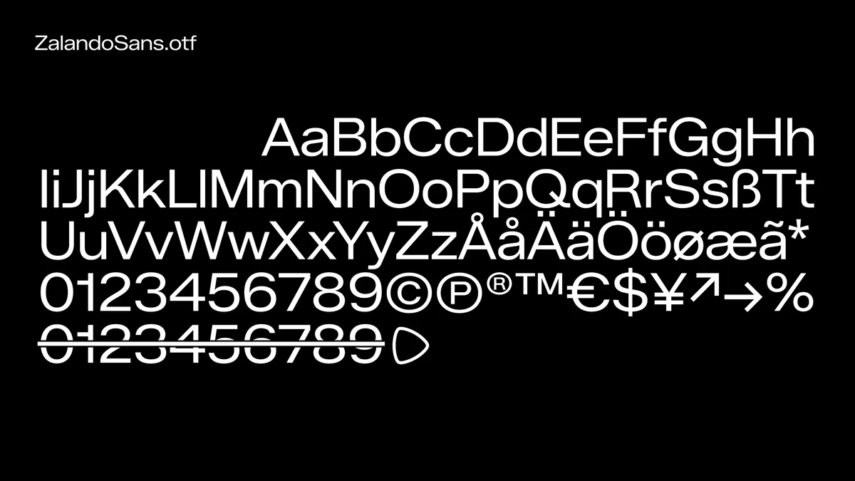 Zalando typeface character set