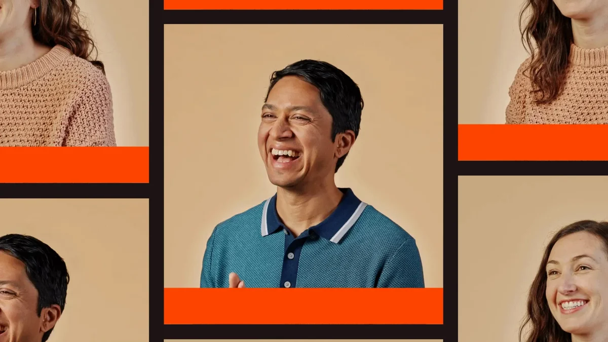 Zapier brand photography: portraits in orange frames